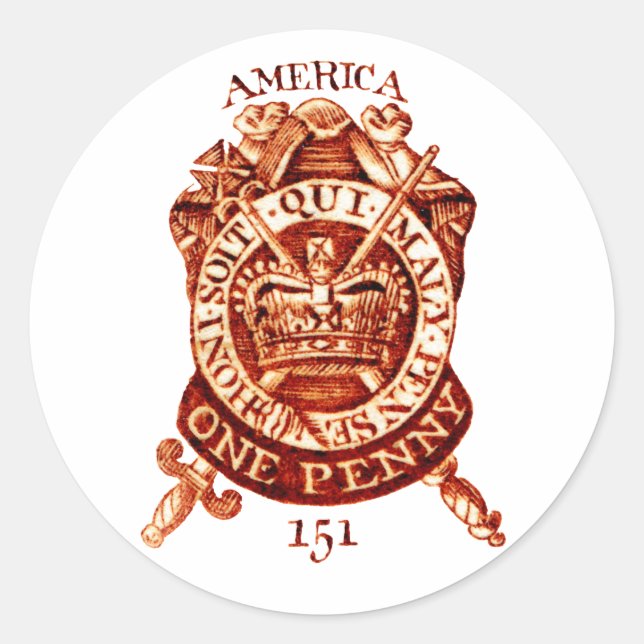 Adesivo Carimbo de Imposto Americano 1765 (Frente)