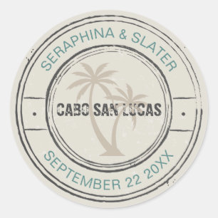 Adesivo Carimbo de Passaporte Tropical Vintage Palmeiras