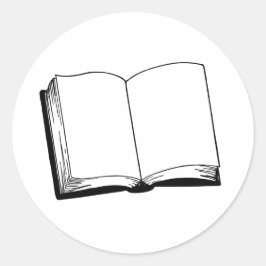 Adesivo Carimbo preto e branco do Livro Aberto