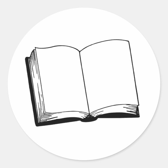 Adesivo Carimbo preto e branco do Livro Aberto (Frente)
