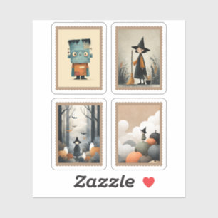 Adesivo Carimbos de Halloween de Aquarela Minimalista