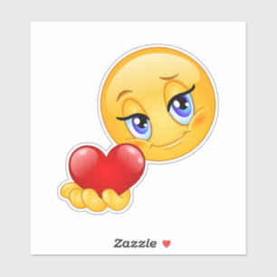 Adesivo carinha redonda clássica de emoji doce amor coraçõ