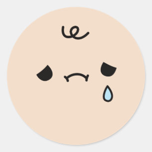 Adesivo Carinha Triste Fofa Com Doodle de Lágrima