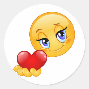 Adesivo carinhoso emoji doce amor corações beijo clássico 