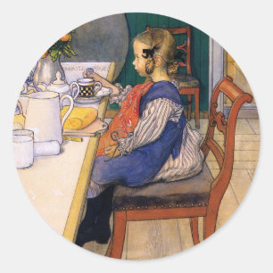Adesivo Carl Larsson, um café da manhã infeliz da últim