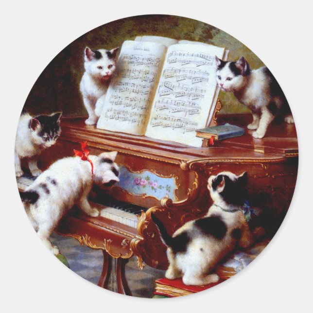 Adesivo Carl Reichert Kittens Tocando Piano (Frente)