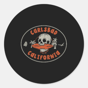 Adesivo Carlsbad California Ca Skull Surf Tatuagem Front&a
