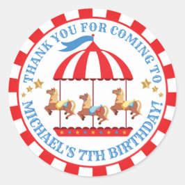 Adesivo Carnaval de circo Aniversário Obrigado Rótulo redo