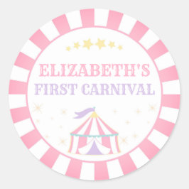 Adesivo Carnaval de circo Aniversário Obrigado Rótulo redo