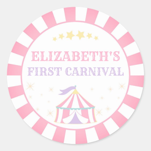 Adesivo Carnaval de circo Aniversário Obrigado Rótulo redo (Frente)