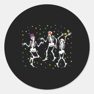 Adesivo Carnaval de Jester Skeleton dançando em Mardi Gras
