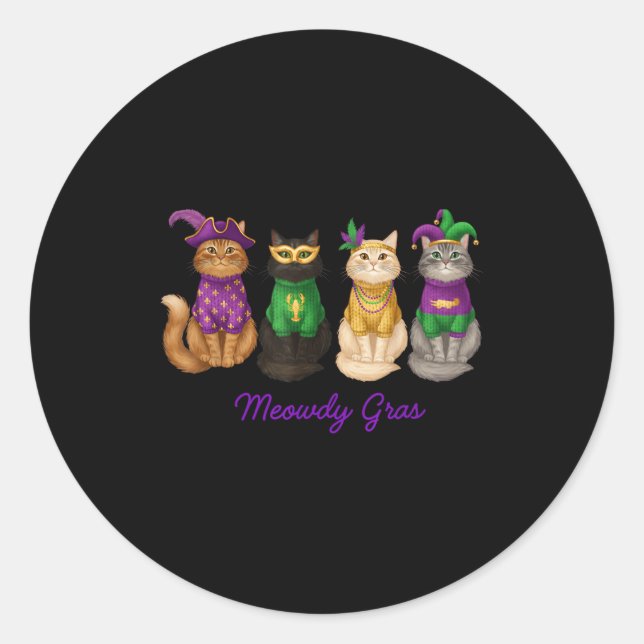 Adesivo Carnaval Mardi Gras Gato Meowdi Gras Presente Dive (Frente)