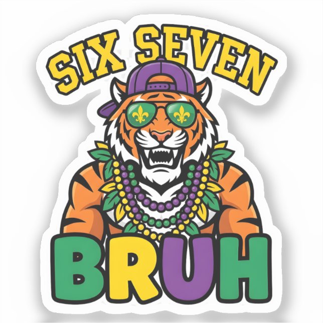 Adesivo Carnaval Six Seven Bruh Flamingo 6 7 Meme  (Frente)
