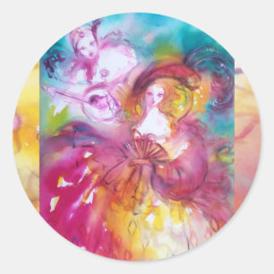 Adesivo Carnaval Venetian de PIERROT E de ARLECCHINA,