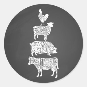Adesivo carne de porco de vaca açougueiro carne de frango