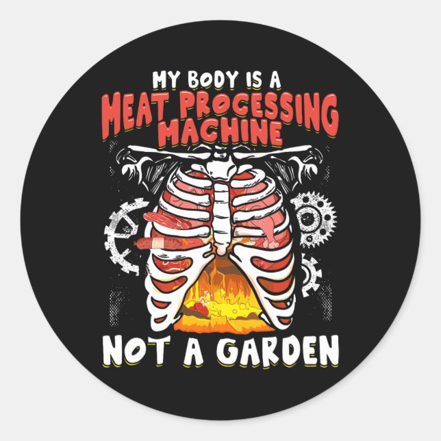 Adesivo Carne Engraçada Anti-Vegan Comendo Carne Engraçada (Frente)