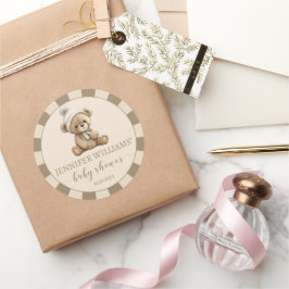 Adesivo Carneiros redondos de chá de fraldas do urso bege 