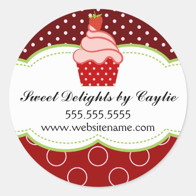 Adesivo Carnes de Cupcake de Morango (Frente)