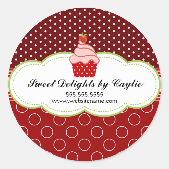 Adesivo Carnes de Cupcake de Morango (Frente)