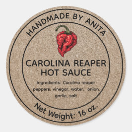 Adesivo Carolina Reaper Hot Molho Canning Jar Label Kraft