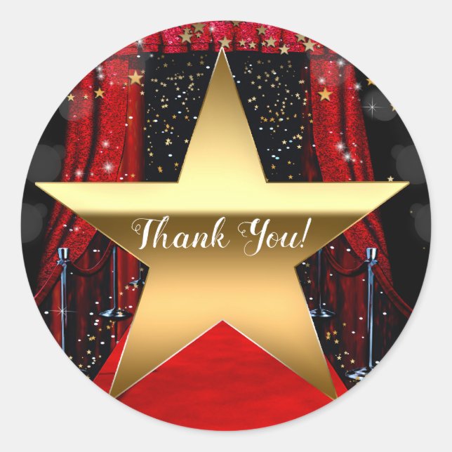 Adesivo Carpete Vermelho Hollywood Dourado Stars Festa de  (Frente)