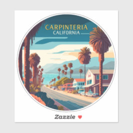 Adesivo Carpinteria California Sunset Palm Trees Retro