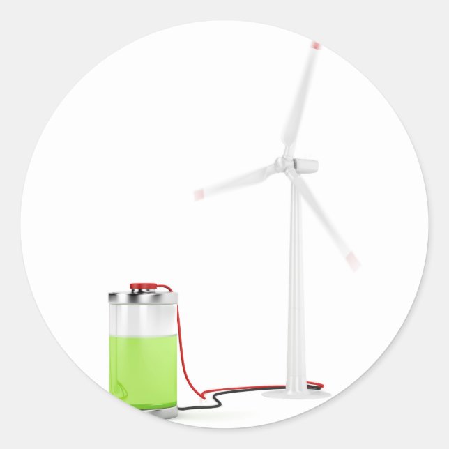 Adesivo Carregando bateria com turbina eólica (Frente)
