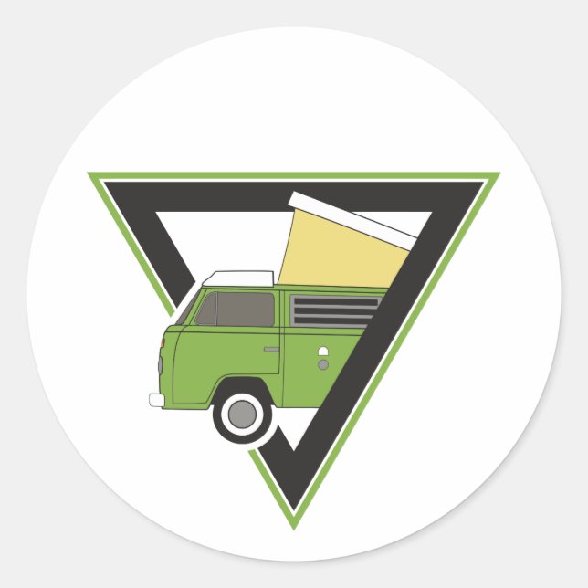Adesivo carrinha de campista verde clássico triangular (Frente)