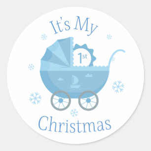 Adesivo Carrinho de Bebê Azul Primeiro Natal