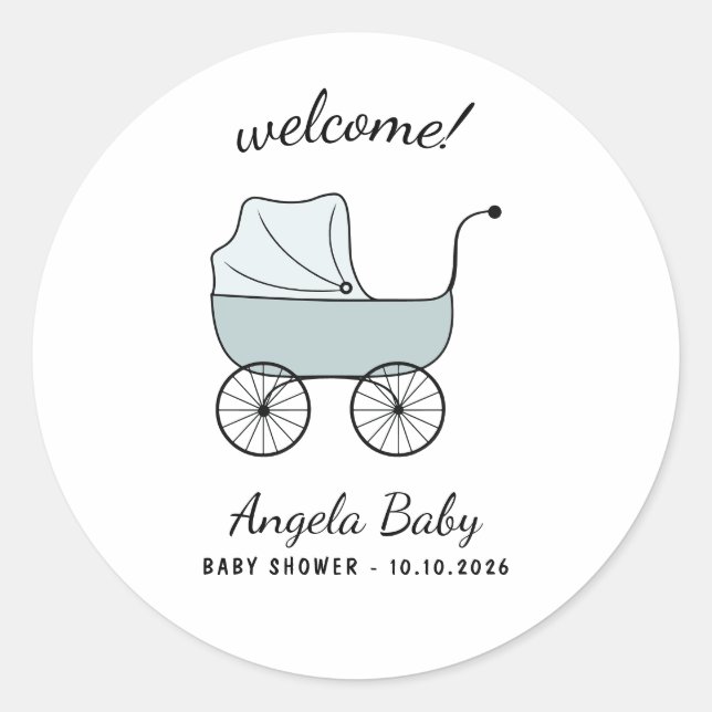 Adesivo Carrinho de Bebê Babá Creche Bem-vindo (Frente)