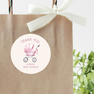 Adesivo Carrinho de Bebê Vintage Rosa Chá de Bebê