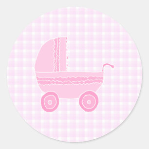Adesivo Carrinho de criança de bebê. Luz - rosa no guing