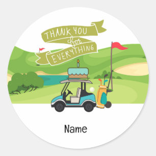 Adesivo Carrinho de golfe com aniversário com bolo para jo