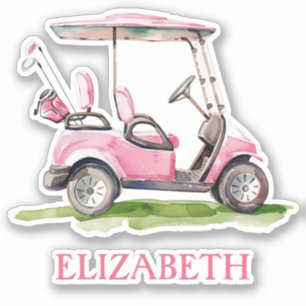 Adesivo Carrinho de Golfe Rosa Pré-Paposto Personalizado