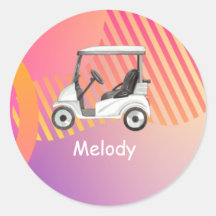 Carrinho de golfe sobre fundo colorido cor-de-rosa