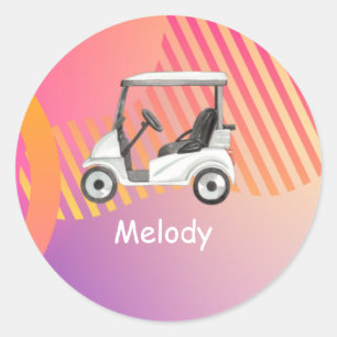 Adesivo Carrinho de golfe sobre fundo colorido cor-de-rosa