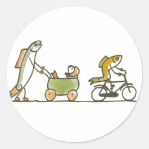 Adesivo Carrinho e bicicleta dos peixes
