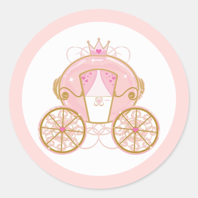 Adesivo Carrinho Real da Princesa Rosa e Dourado Festa de  (Frente)