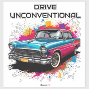 Adesivo Carro Antigo com Salpicos de Tinta Colorida