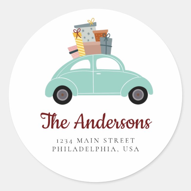 Adesivo Carro Cyan Holiday com Pilha de Ofertas Endereço (Frente)