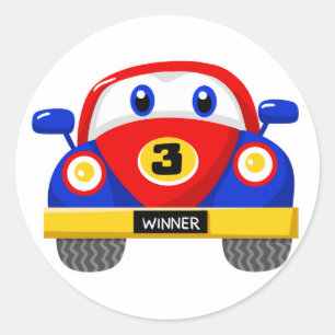 Adesivo Carro de besouro para bebês vermelho e azul