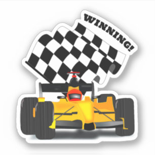 Adesivo Carro de Corrida Amarelo - Bandeira Xadrez Esporte