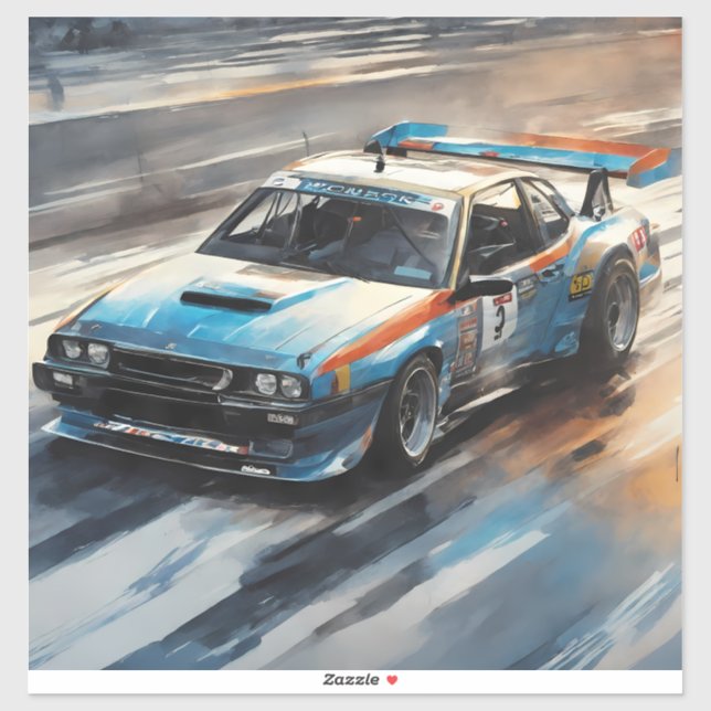 Adesivo Carro de Corrida Azul esportivo (Folha)