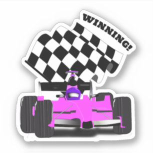 Adesivo Carro de Corrida Rosa - Bandeira de Xadrez Esporti
