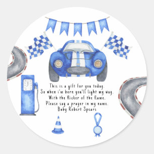 Adesivo Carro de corrida. Rótulo da vela de oração