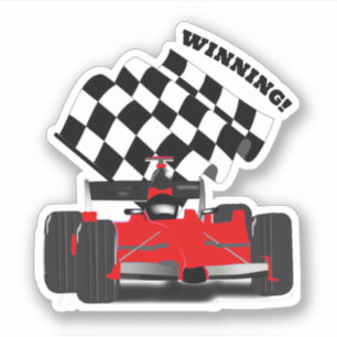 Adesivo Carro de Corrida Vermelho - Bandeira de Xadrez Esp