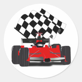 Adesivo Carro de Corrida Vermelho com Bandeira Xadrez
