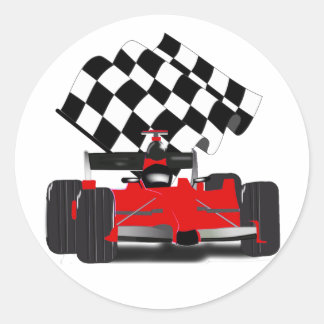 Adesivo Carro de Corrida Vermelho com Bandeira Xadrez