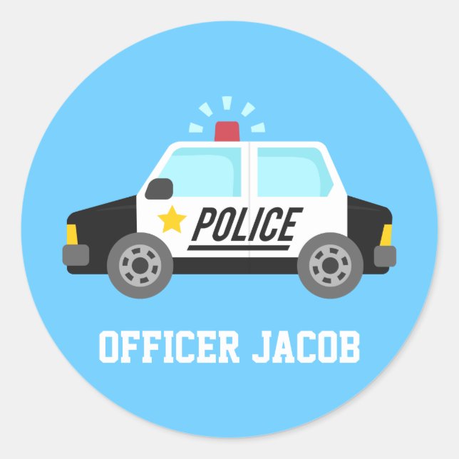 Adesivo Carro de Polícia Clássico com Nome da Sirene (Frente)
