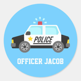 Adesivo Carro de polícia clássico com nome da sirene